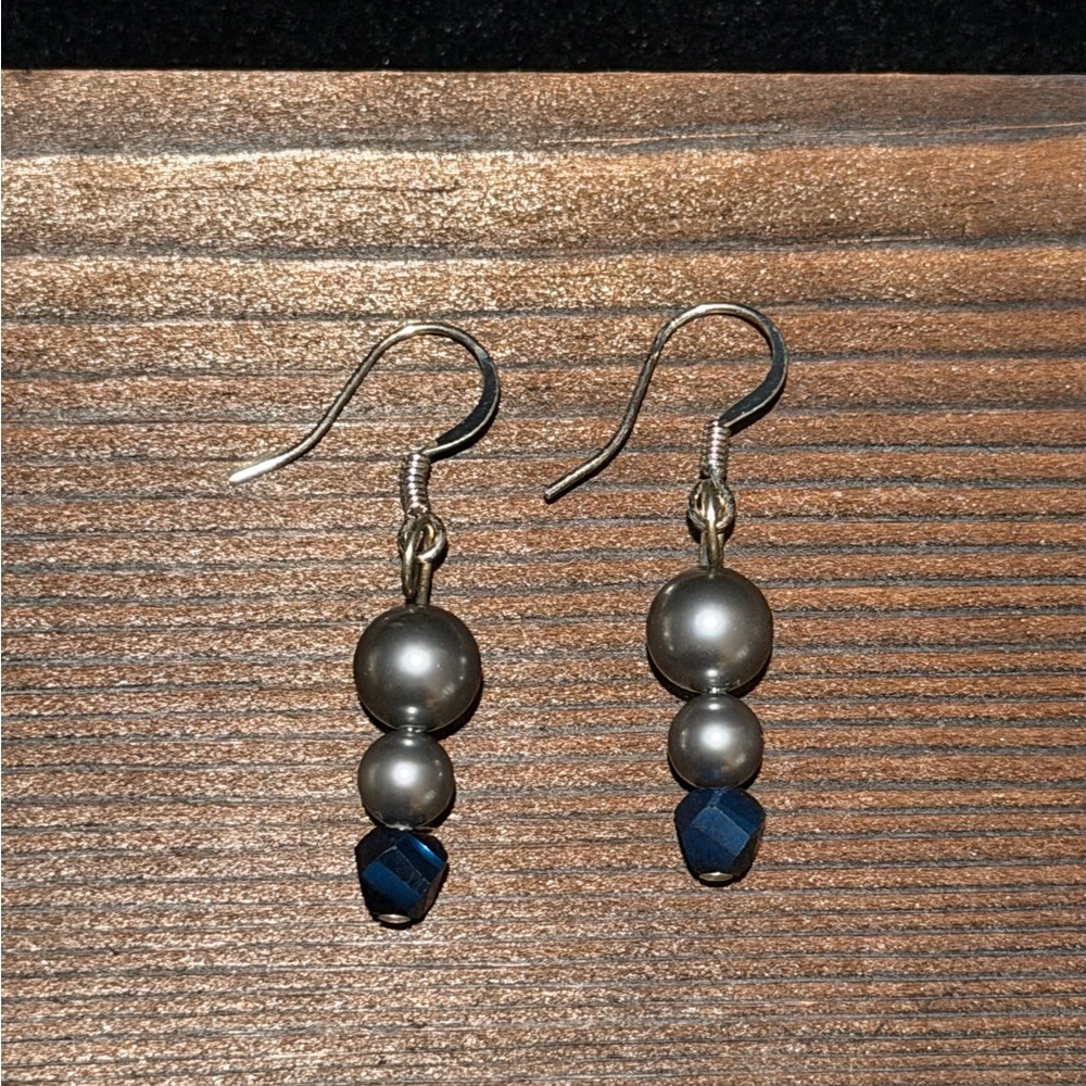 Elegant Silver and Blue Drop Earrings